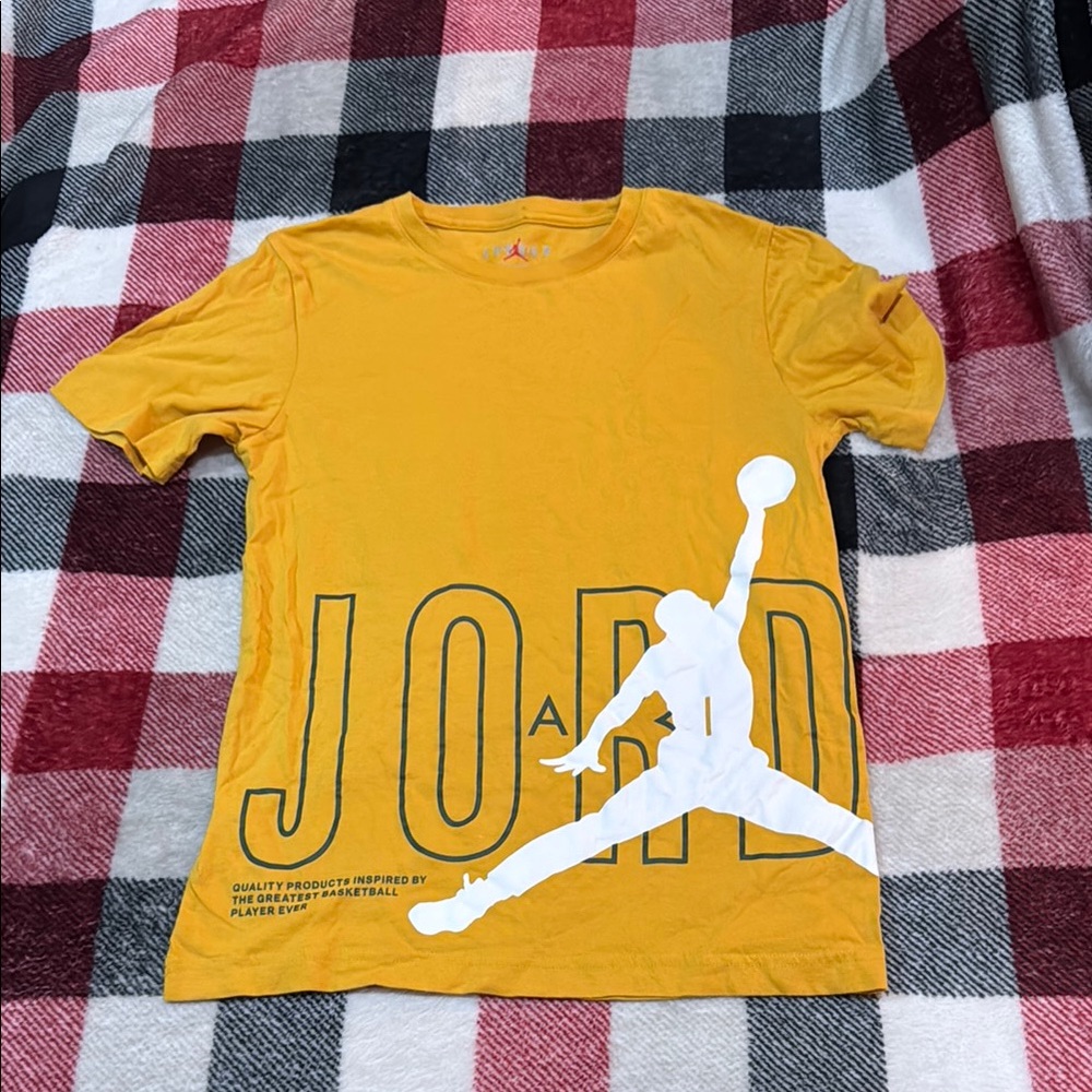 Jordan Yellow Short Sleeve Tee with Graphic Design